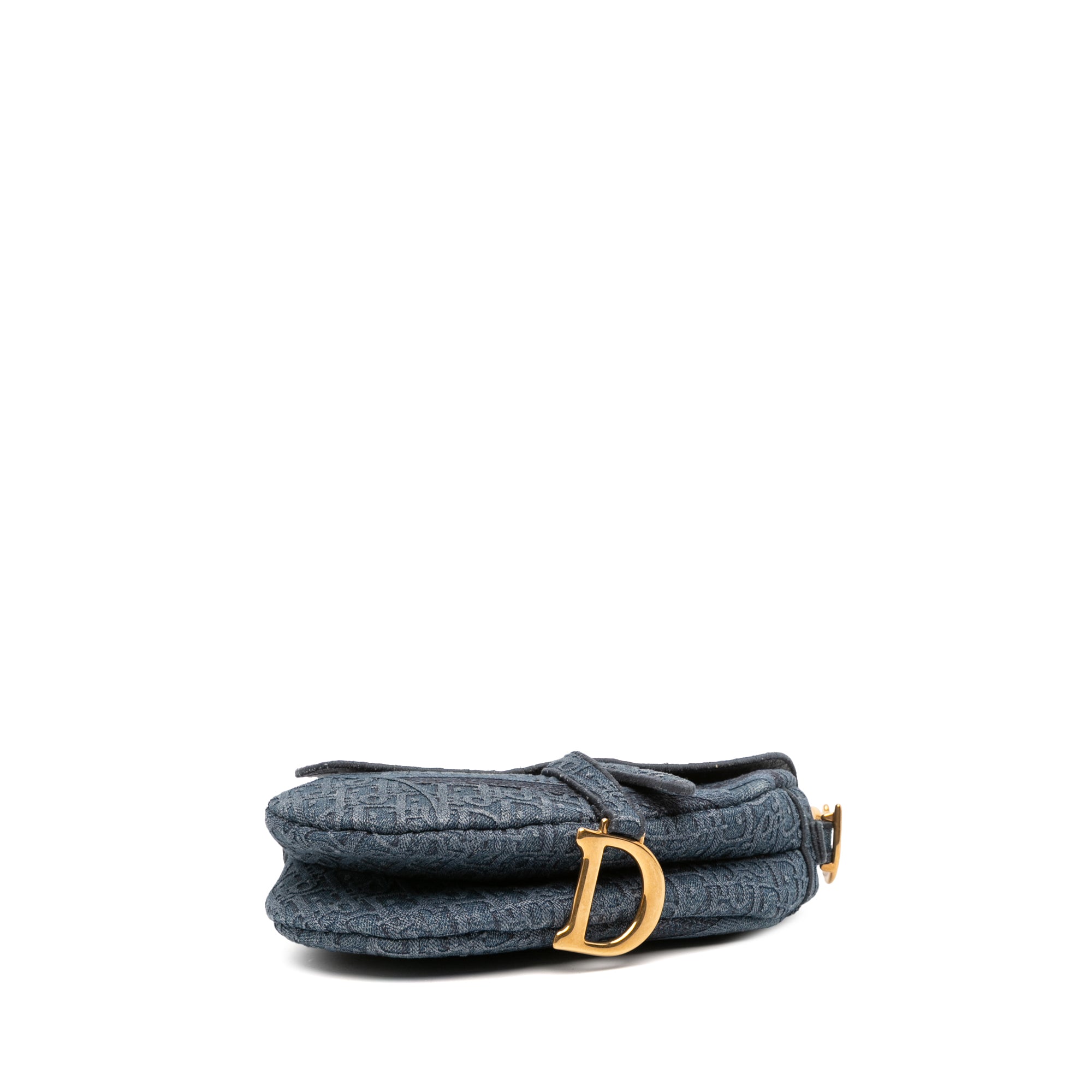 Dior Oblique Embroidered Denim Saddle Bag