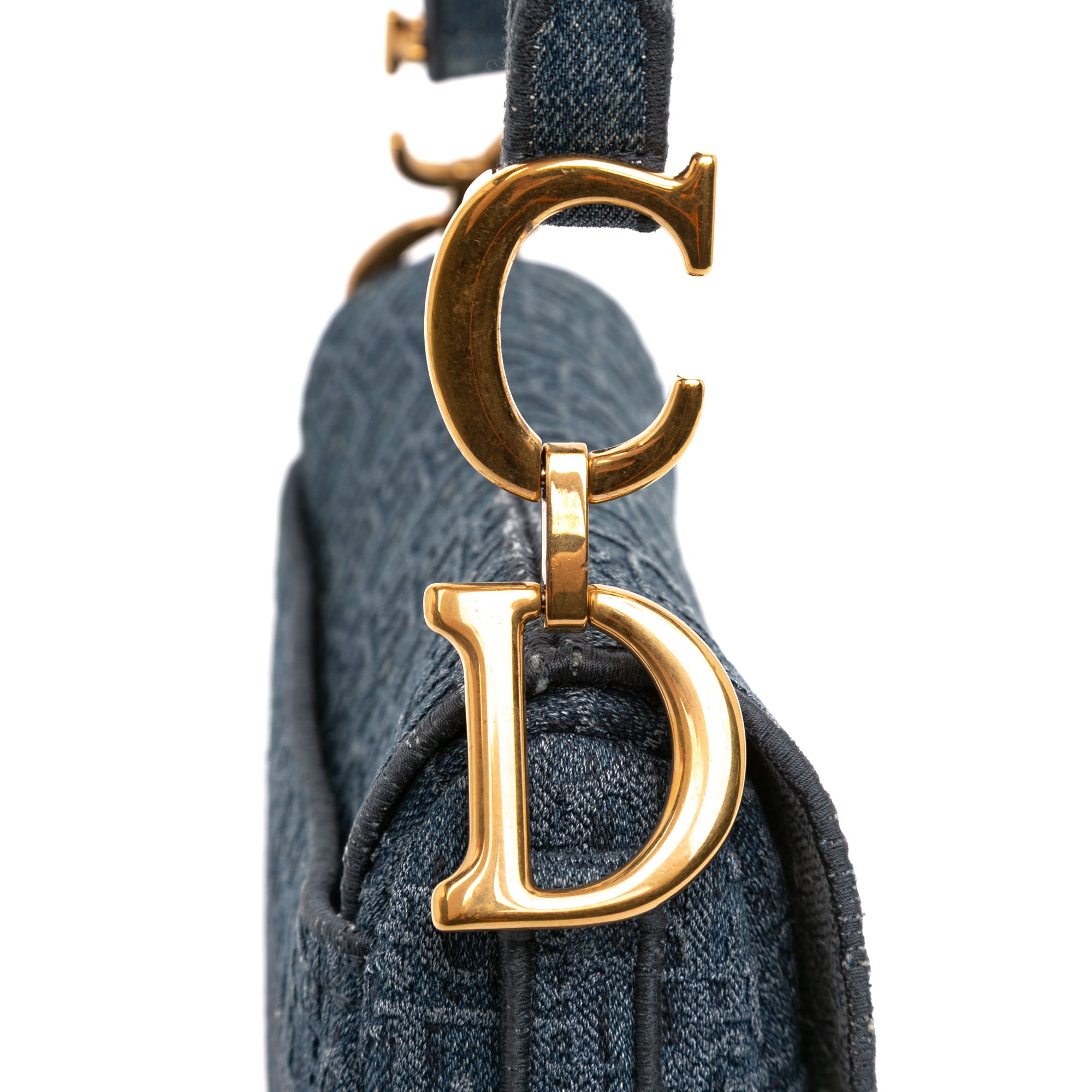 Dior Oblique Embroidered Denim Saddle Bag