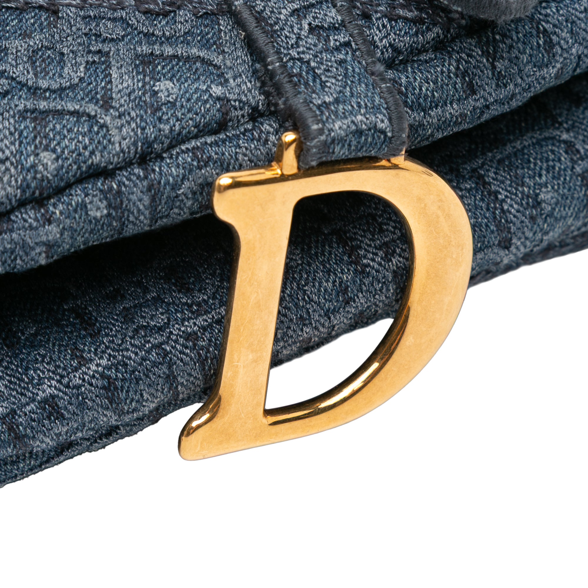 Dior Oblique Embroidered Denim Saddle Bag