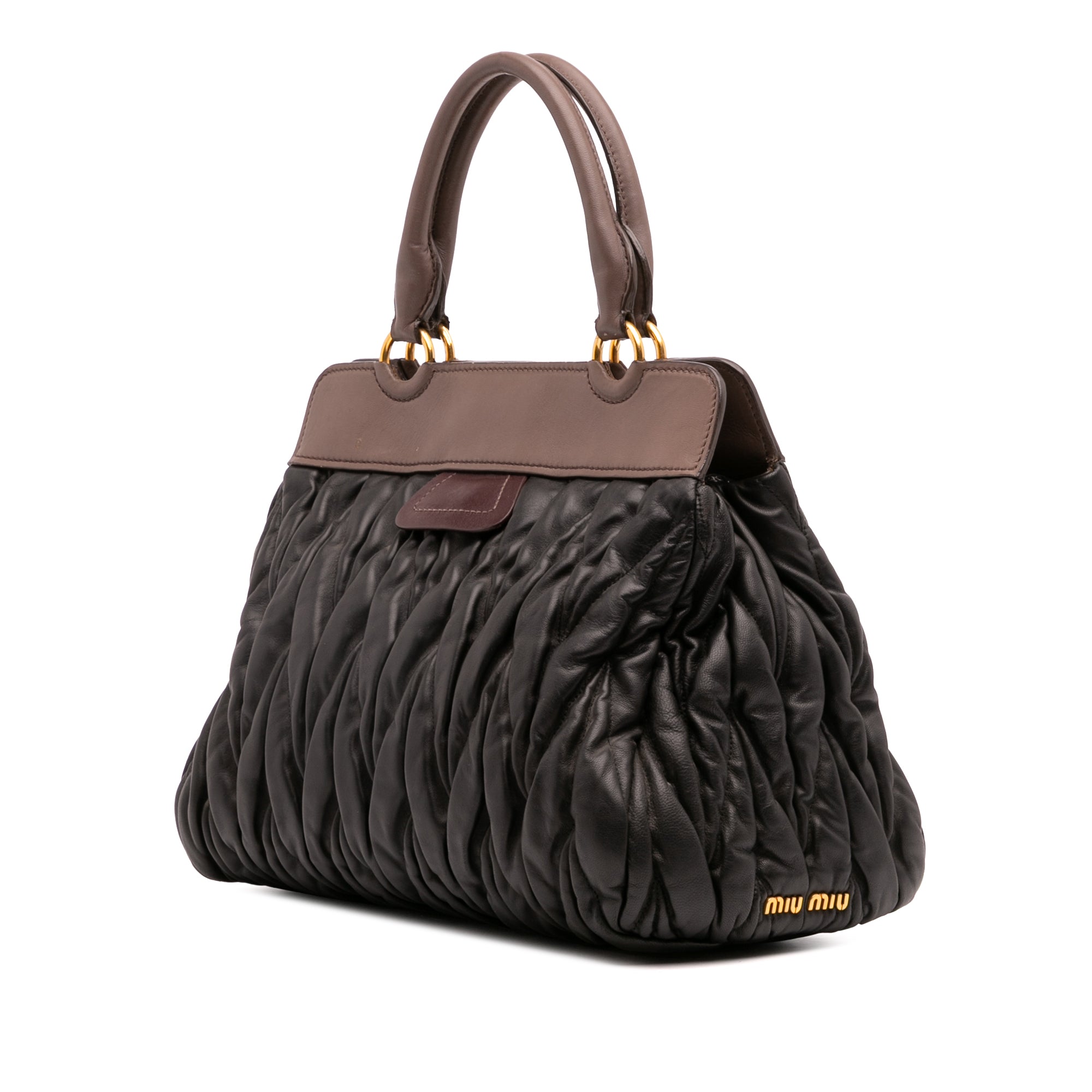 Miu Miu Matelasse Leather Turnlock Tote