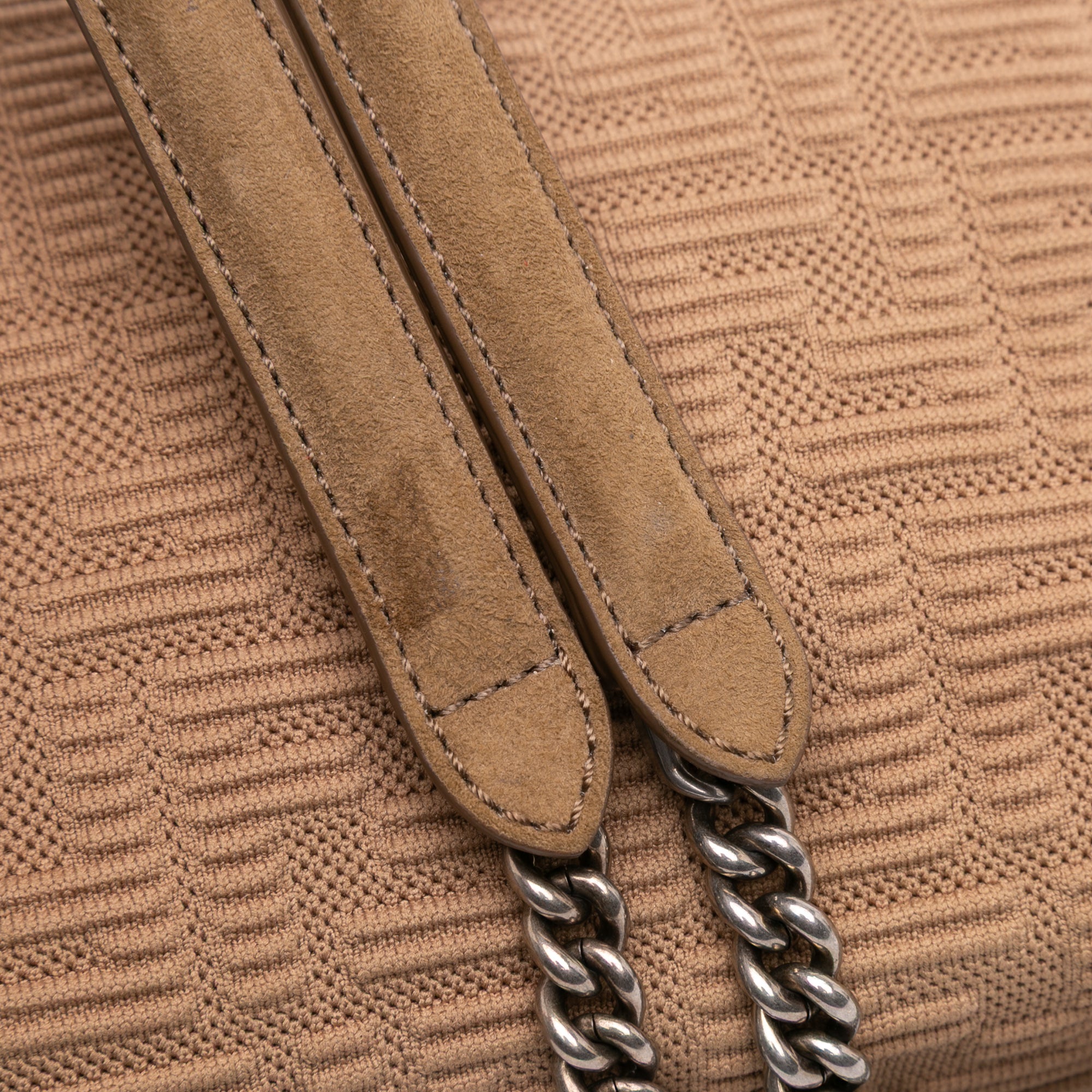 Fendi Zucca Embossed Technical Fabric Chain Midi Baguette