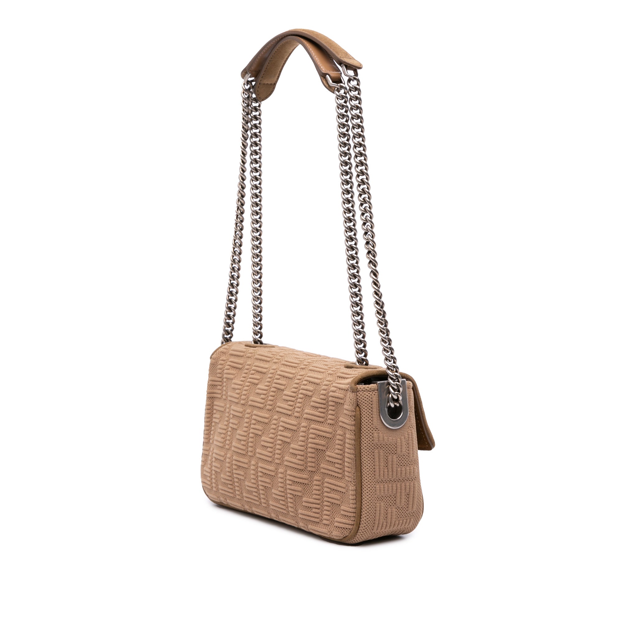 Fendi Zucca Embossed Technical Fabric Chain Midi Baguette