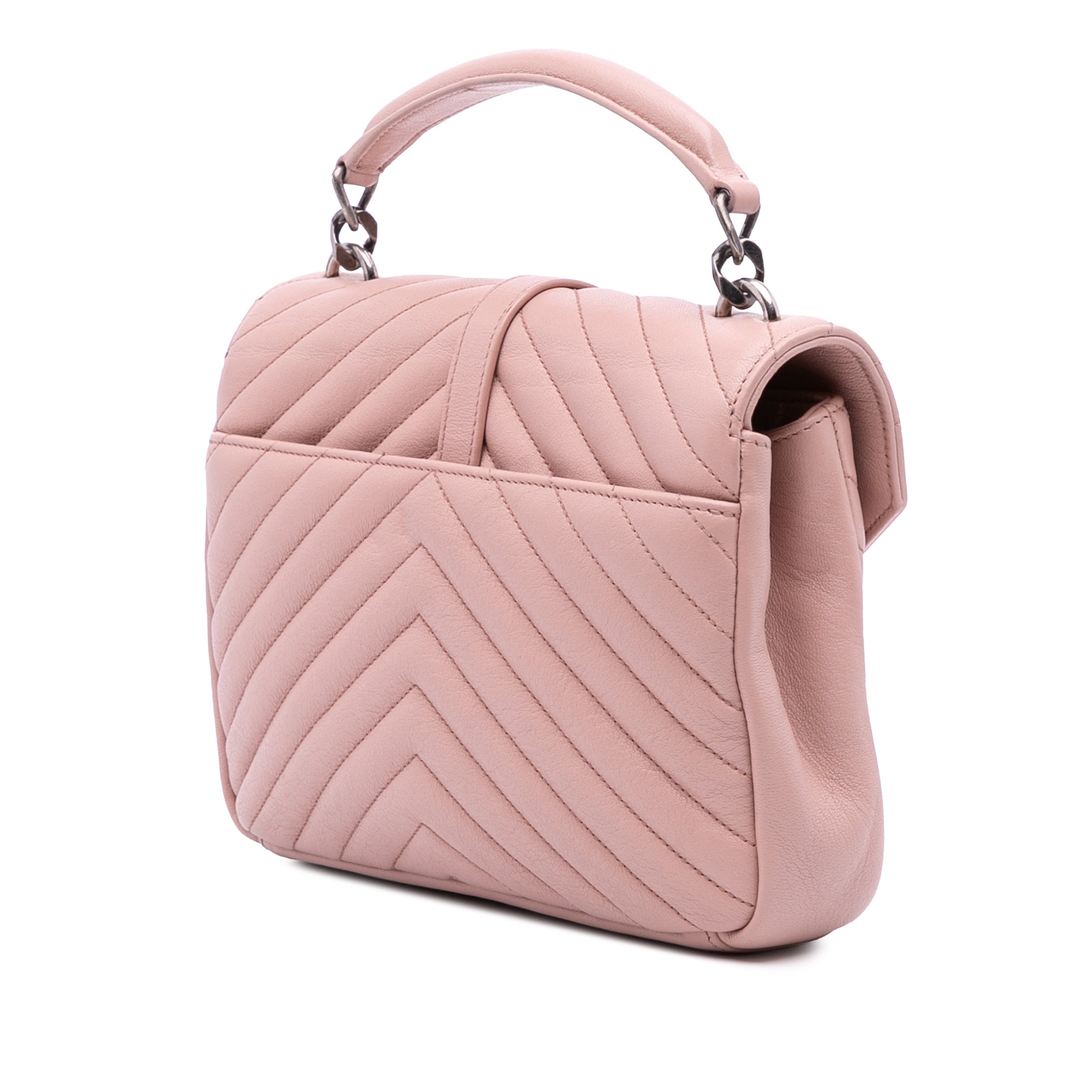 Saint Laurent Medium Quilted Chevron Sheepskin College Satchel