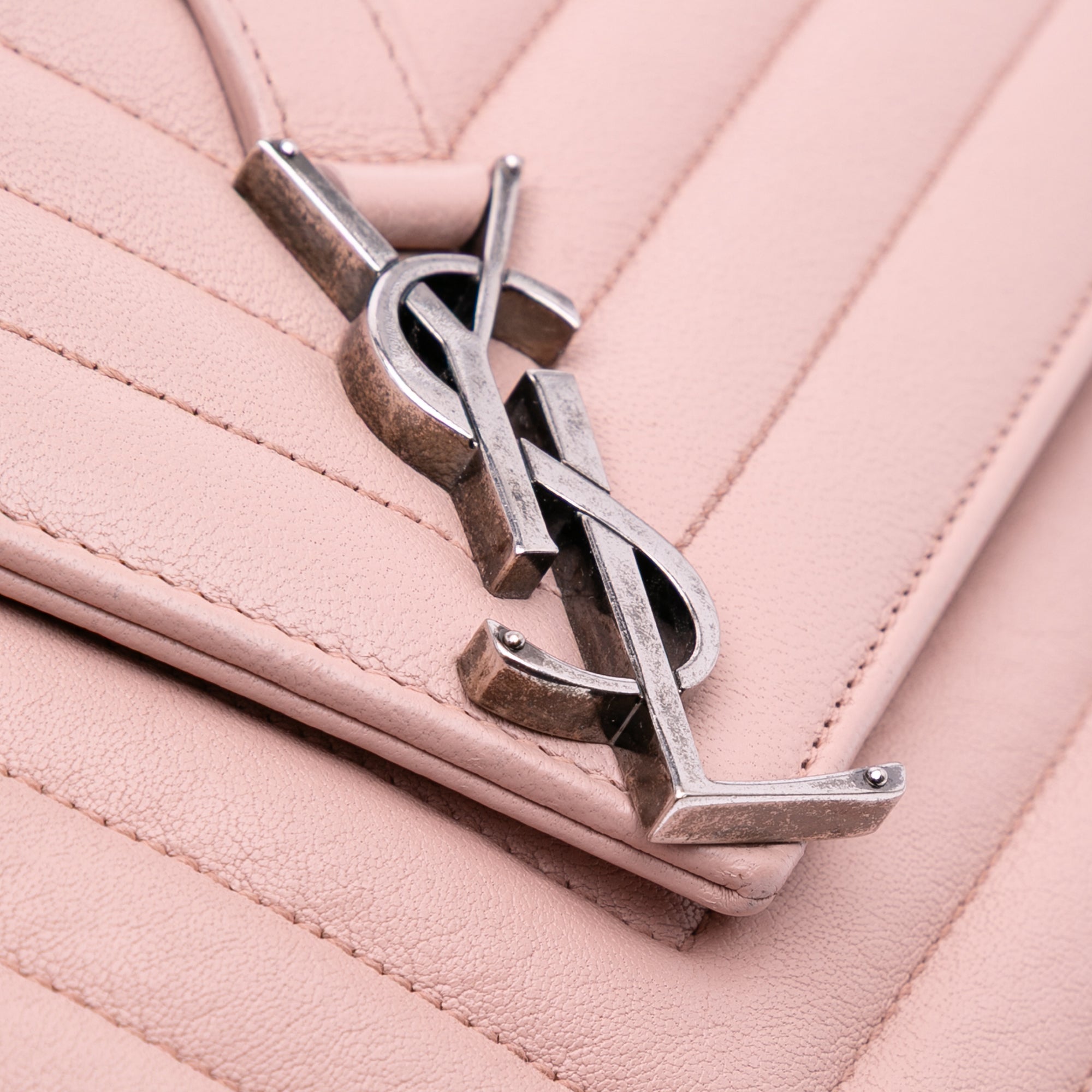 Saint Laurent Medium Quilted Chevron Sheepskin College Satchel