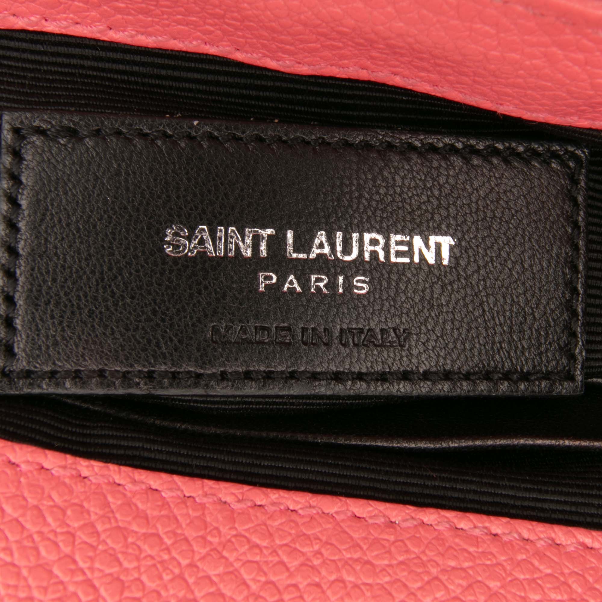 Saint Laurent Baby Grained Calfskin Chevron Classic Monogram Chain Bag