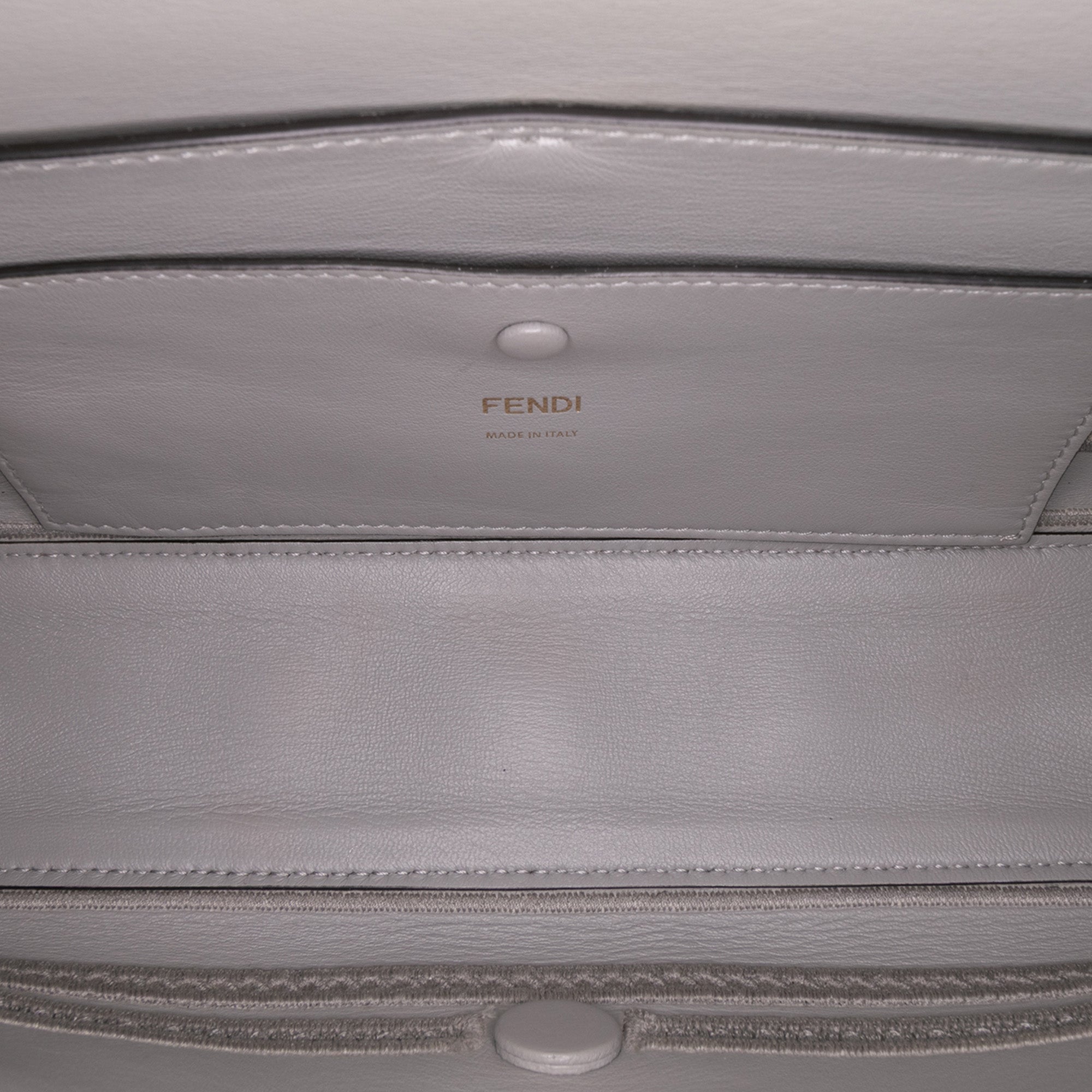 Fendi Embroidered Lace Leather Baguette Chain