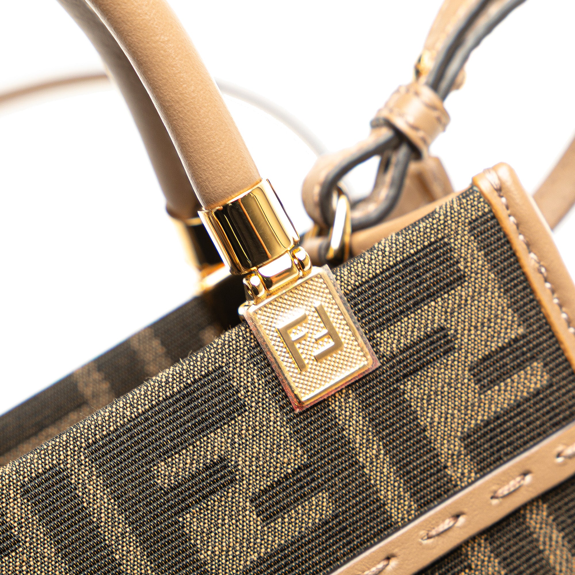 Fendi Mini Zucca Canvas Sunshine Shopper Tote