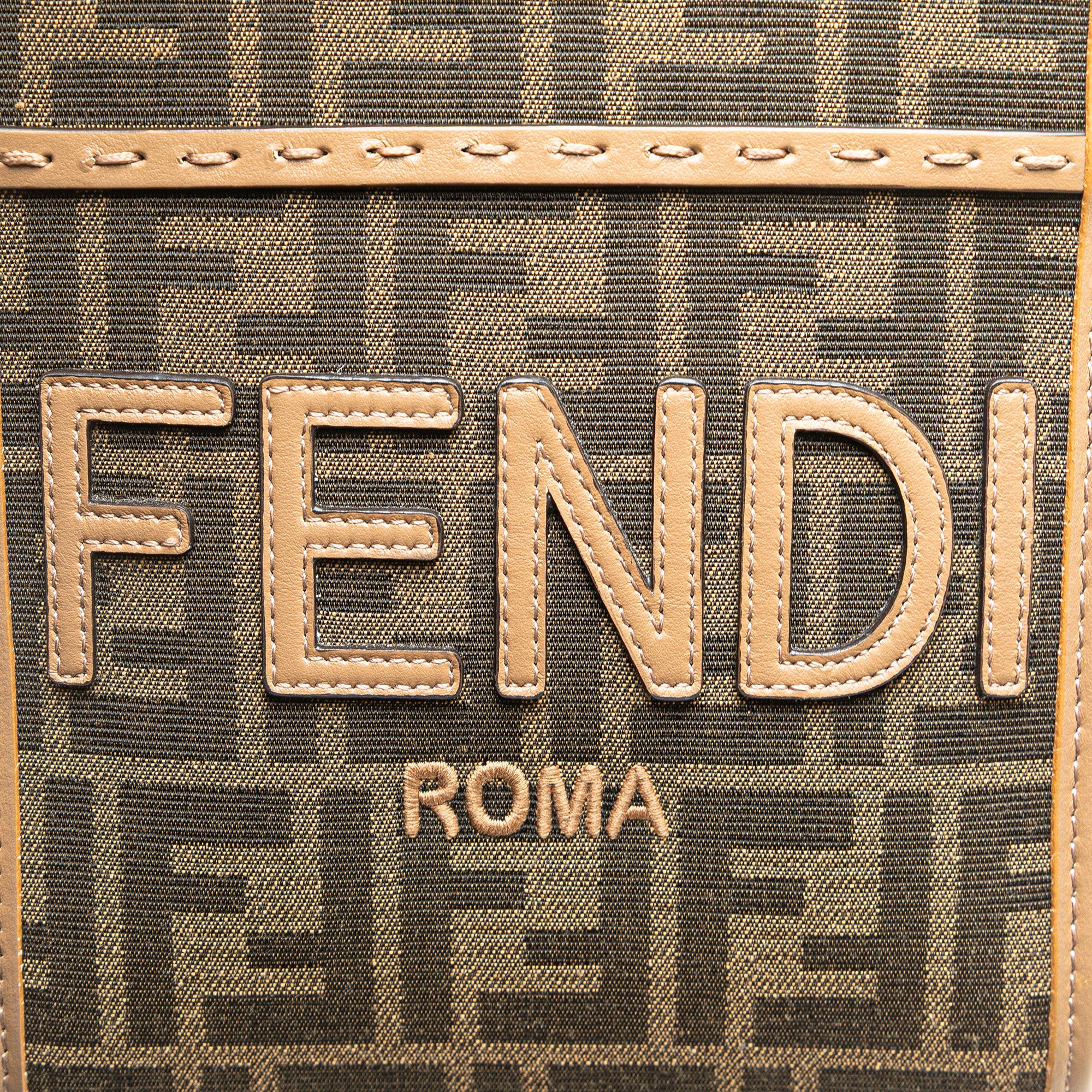 Fendi Mini Zucca Canvas Sunshine Shopper Tote