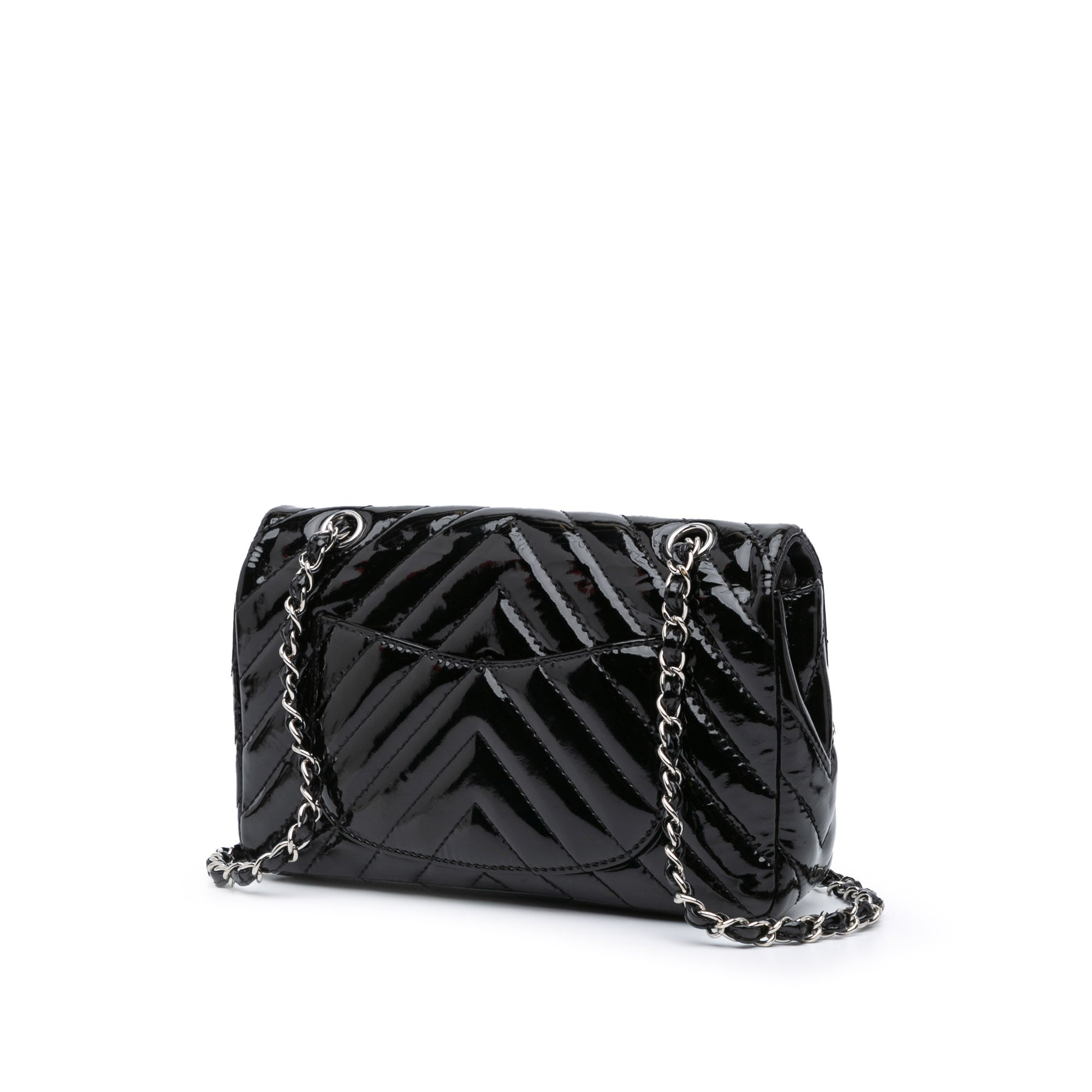 Chanel Medium Classic Chevron Patent Double Flap