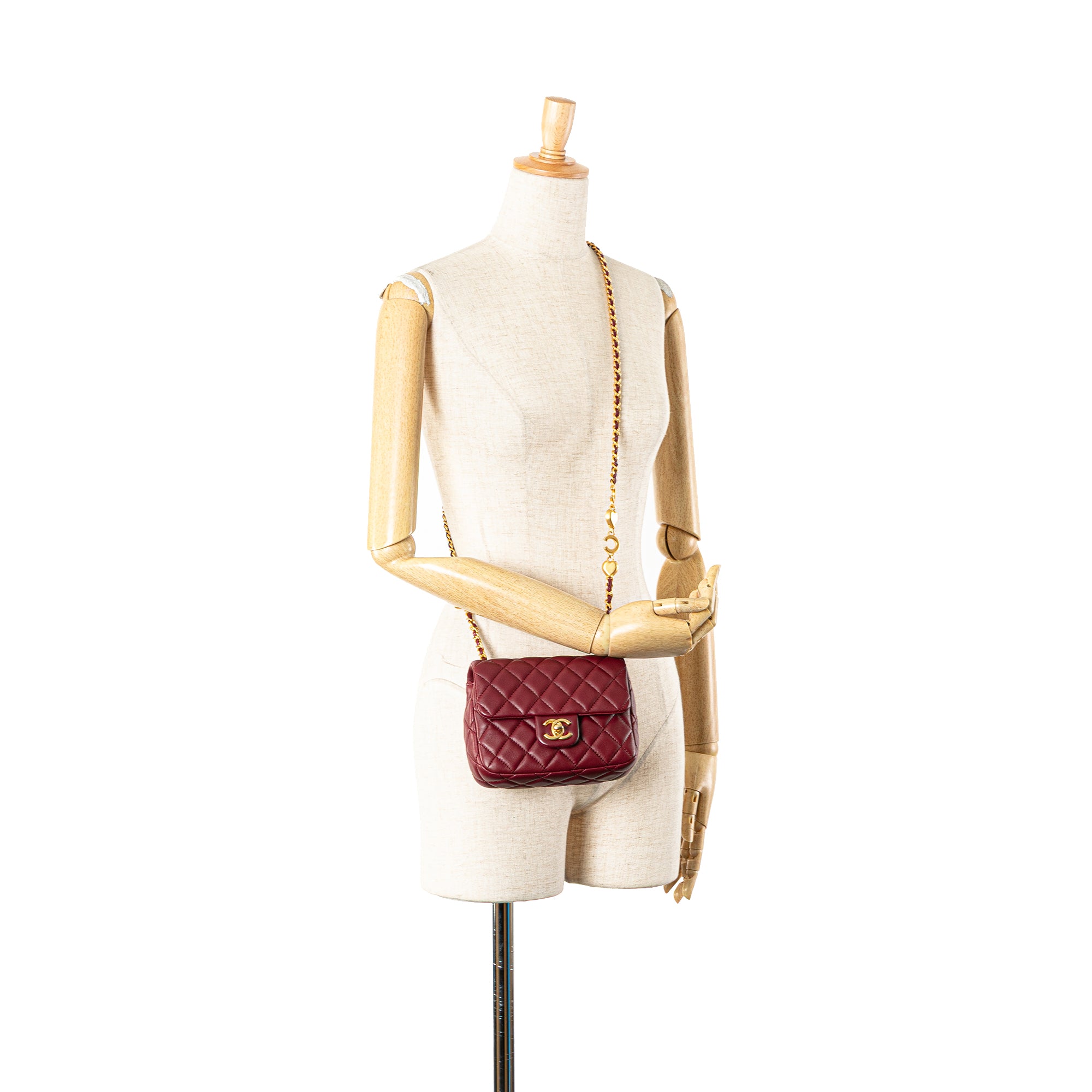 Chanel Mini Square Lambskin Coco Heart Chain Flap