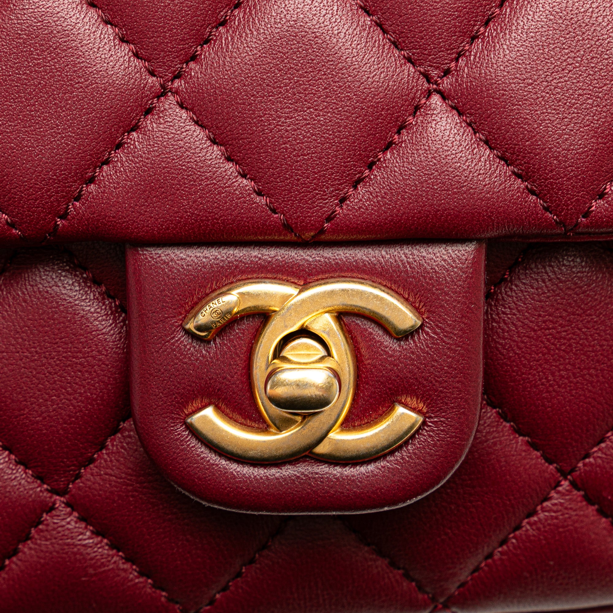 Chanel Mini Square Lambskin Coco Heart Chain Flap