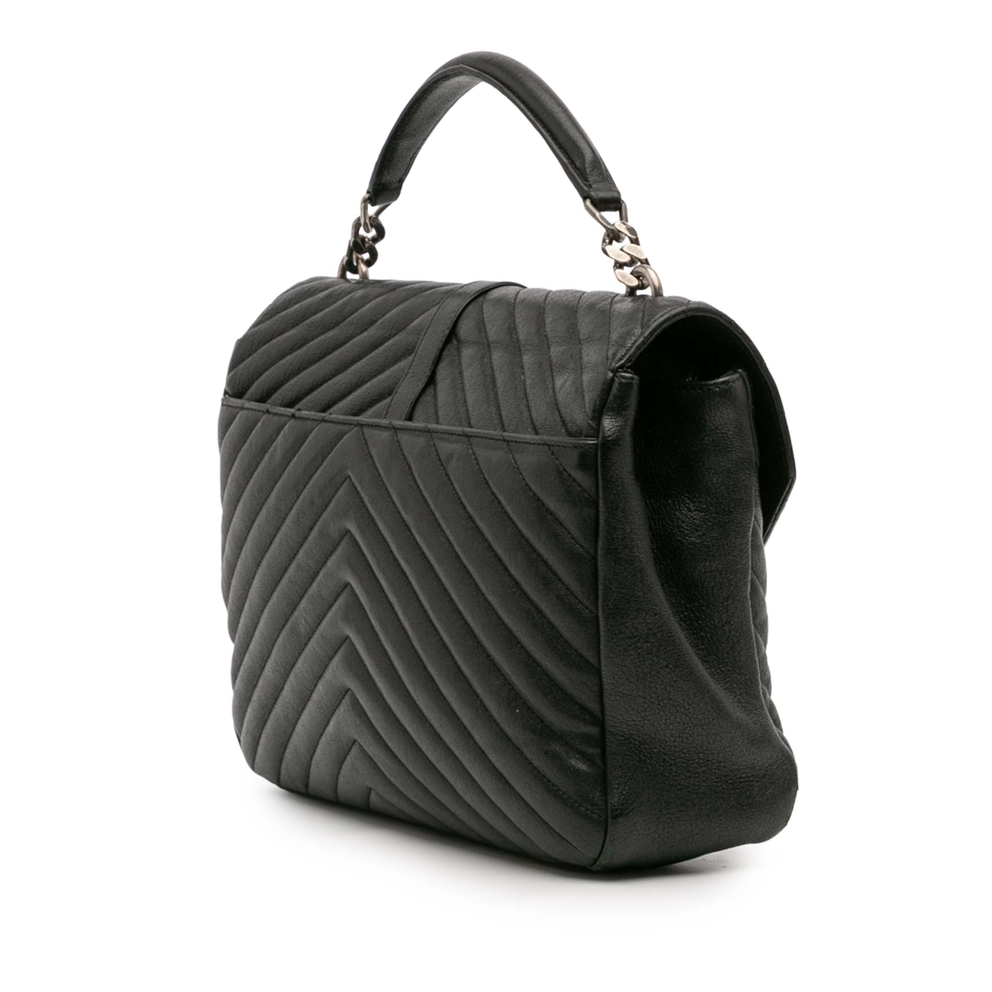 Saint Laurent Large Chevron Sheepskin Monogram College Bag