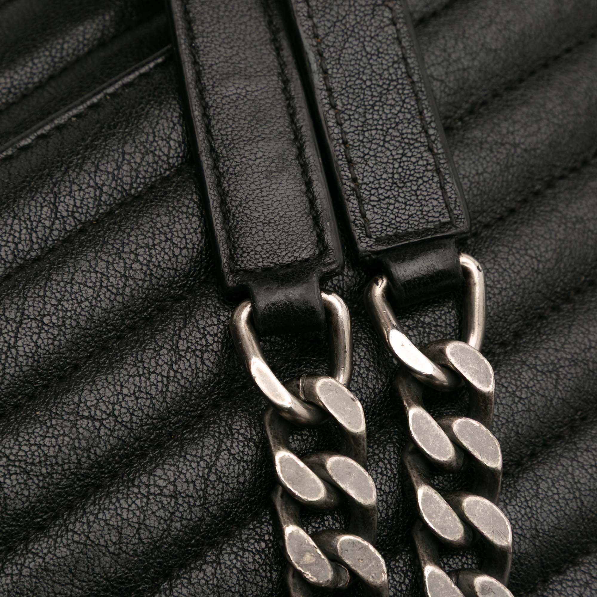 Saint Laurent Large Chevron Sheepskin Monogram College Bag