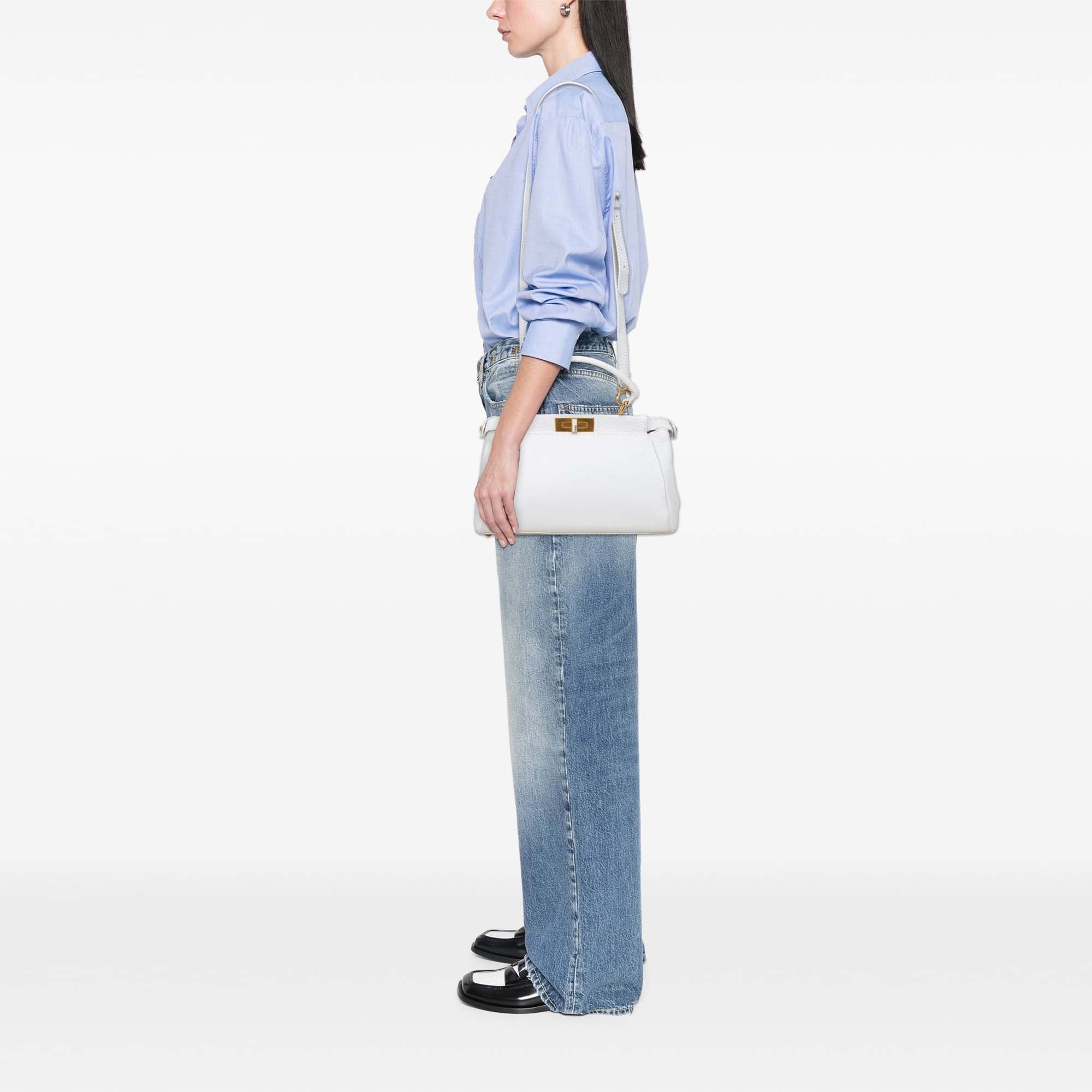 Fendi Medium Pebbled Leather Peekaboo Satchel