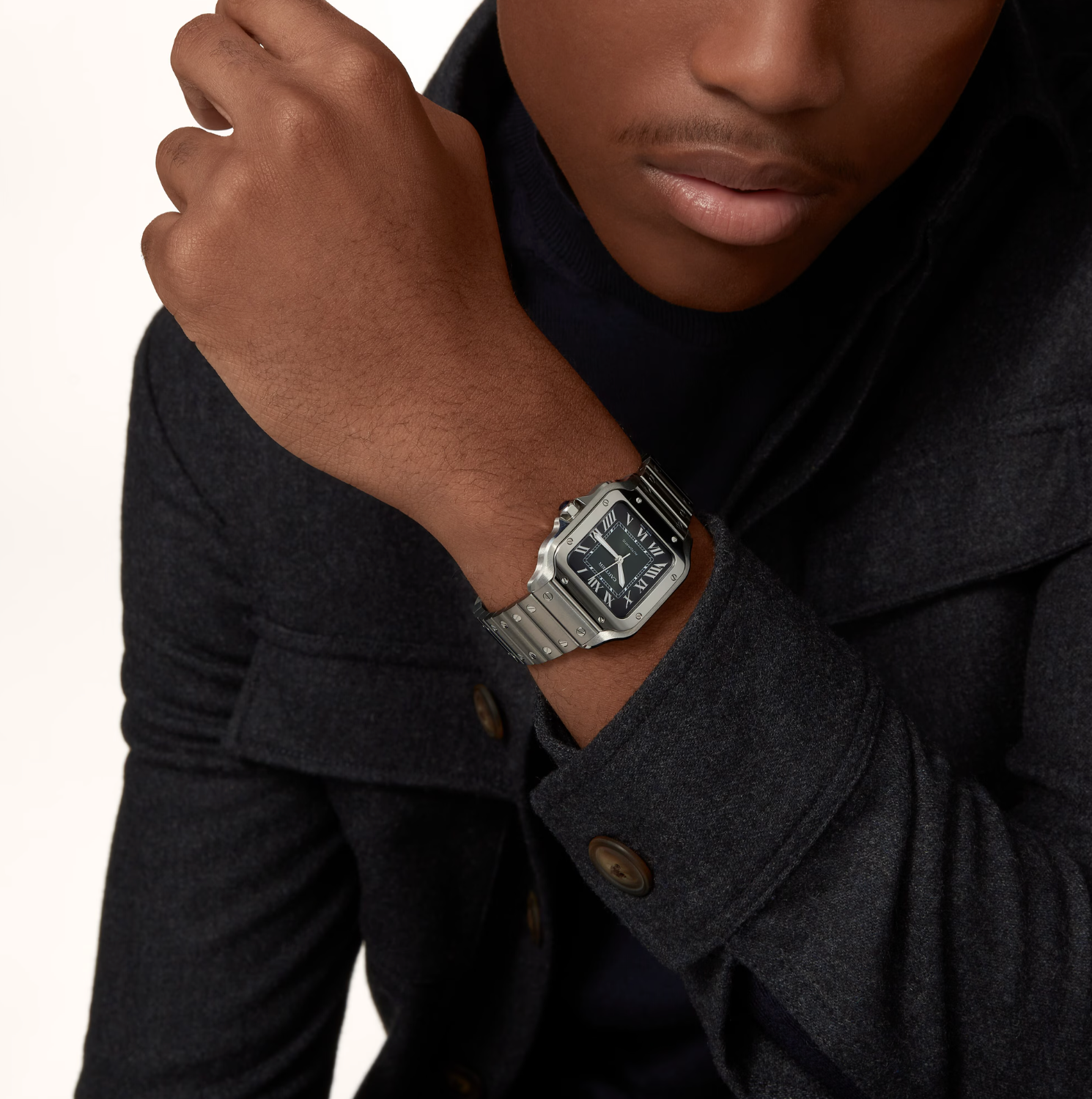 Cartier Santos de Cartier Medium Model Green Dial Automatic Watch