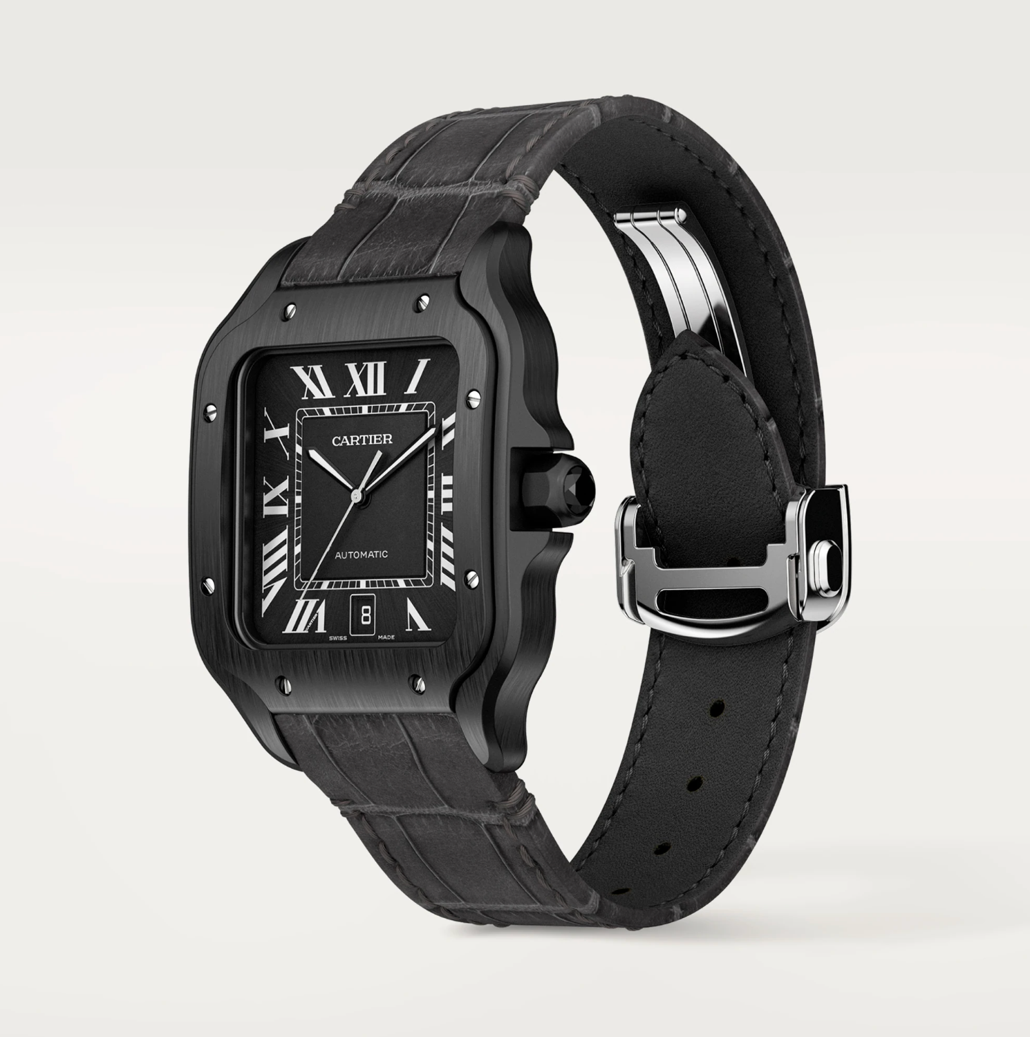 Cartier Santos de Cartier Large ADLC Black Dial Automatic Watch