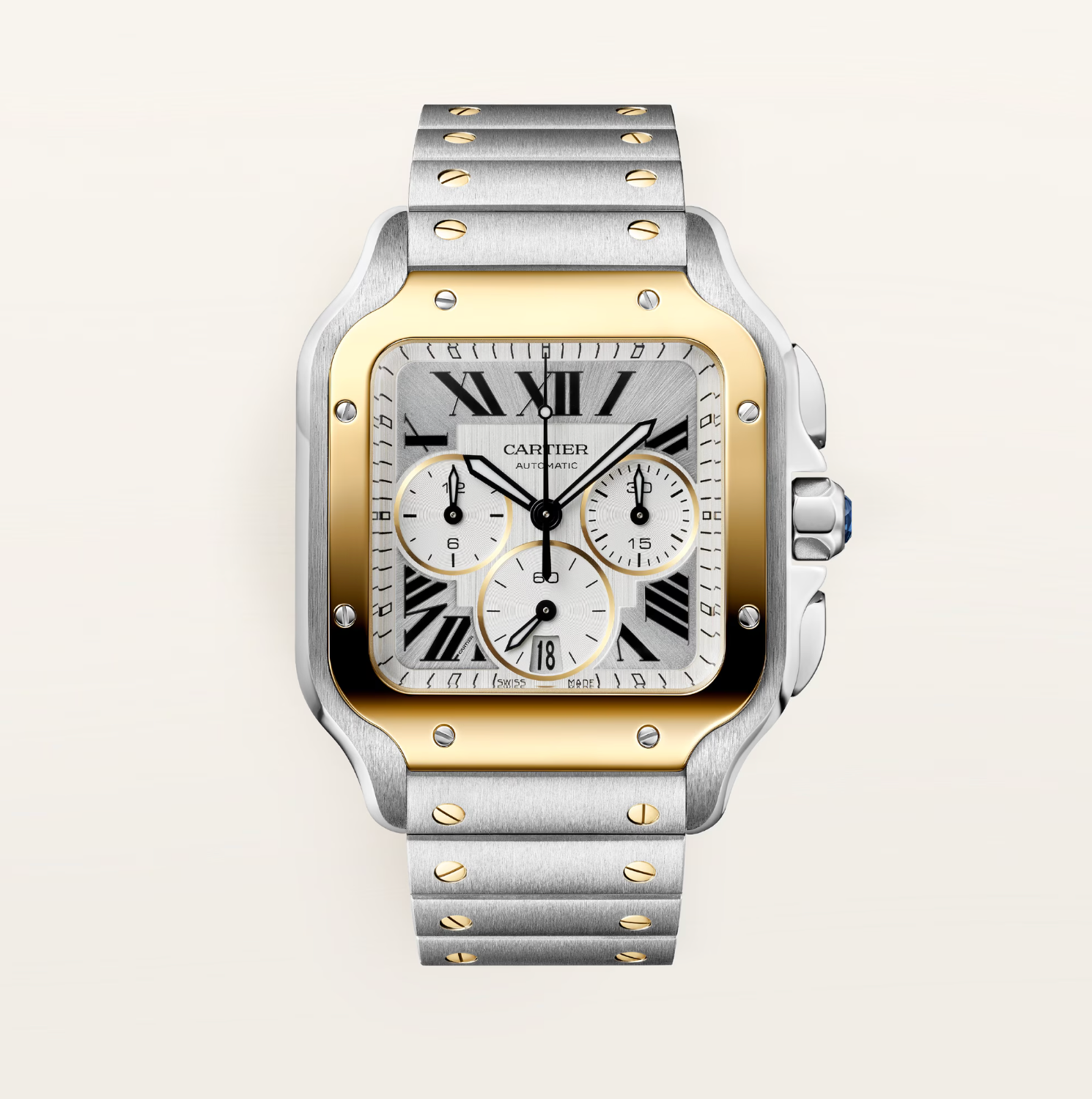 Cartier Santos de Cartier Chronograph Large Steel & Yellow Gold Watch
