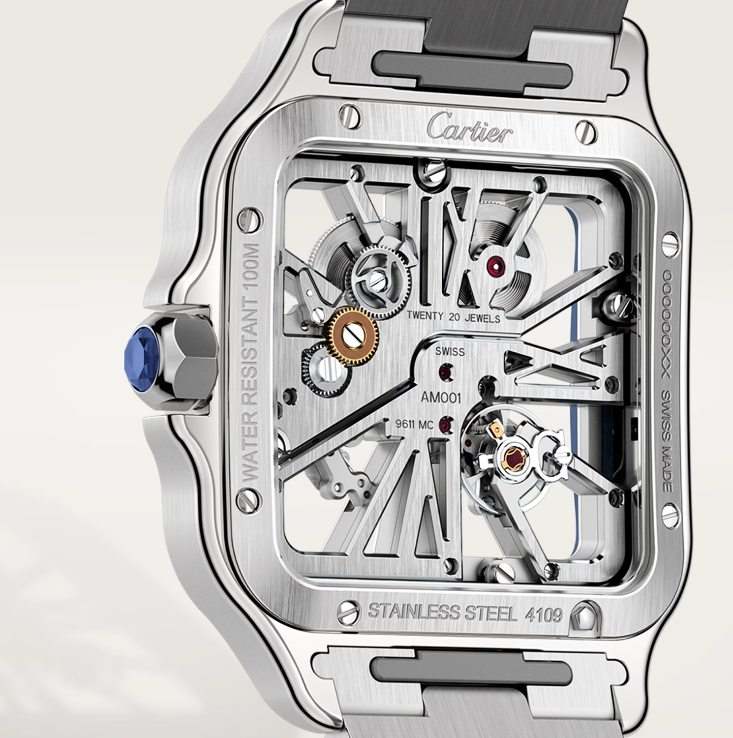 Cartier Santos Skeleton Blue Large Watch