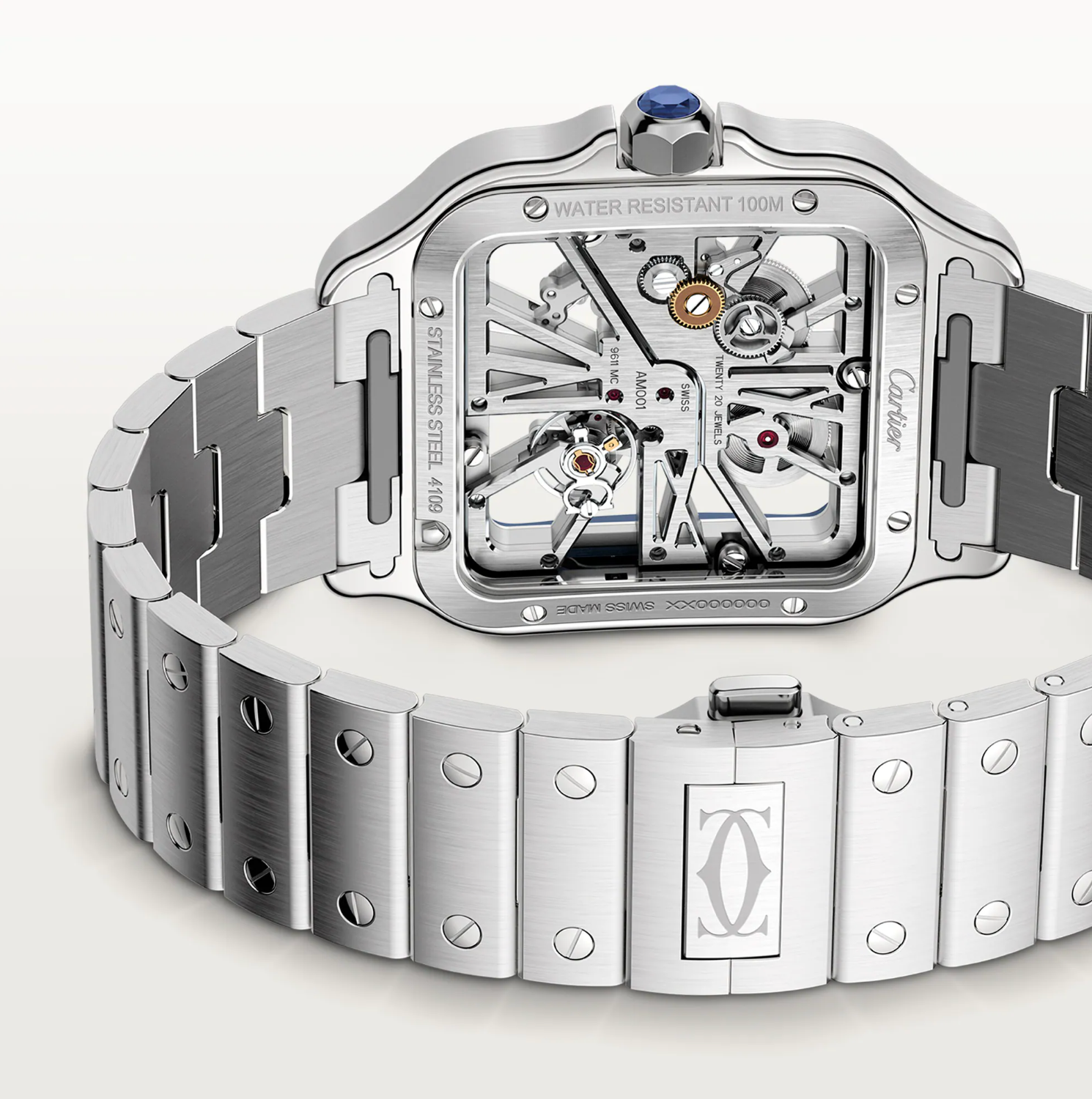 Cartier Santos Skeleton Blue Large Watch