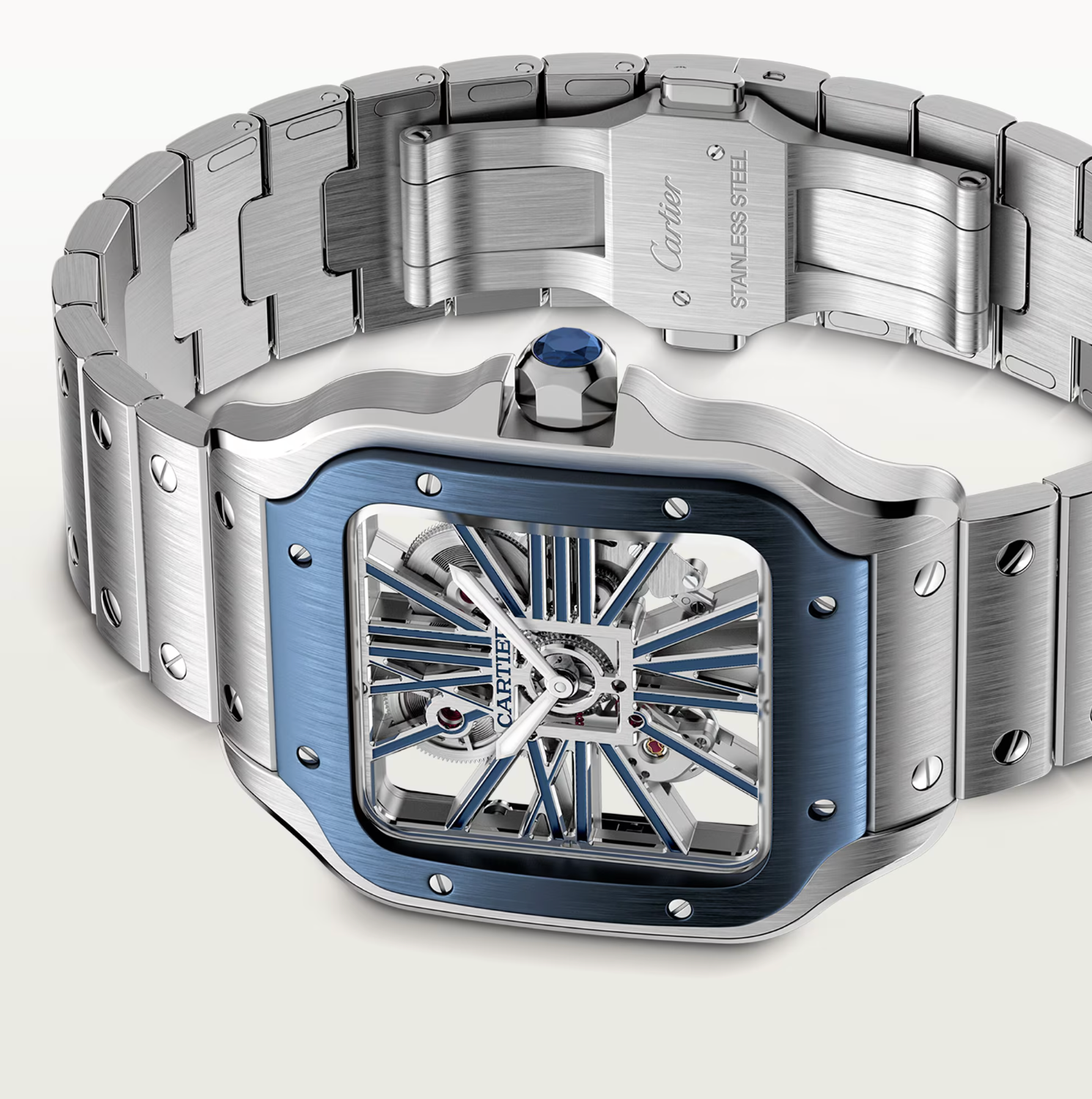 Cartier Santos Skeleton Blue Large Watch