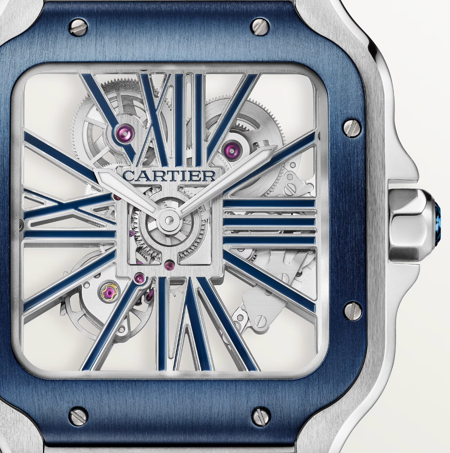 Cartier Santos Skeleton Blue Large Watch