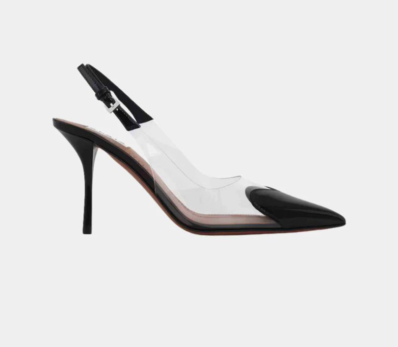 Alaïa Le Coeur Slingbacks In Patent Lambskin Black