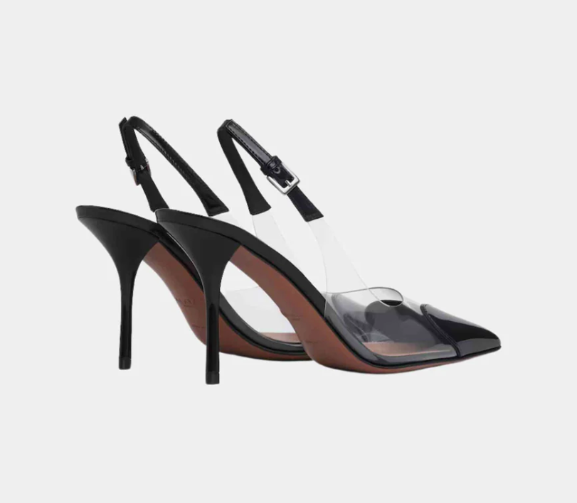 Alaïa Le Coeur Slingbacks In Patent Lambskin Black