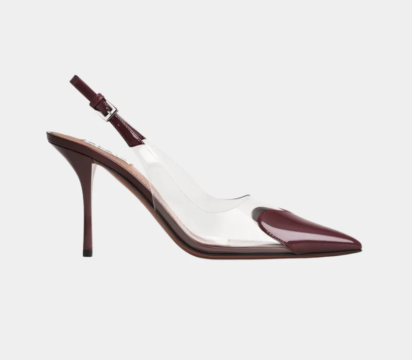 Alaïa Le Coeur Slingbacks In Patent Lambskin Garnet Red