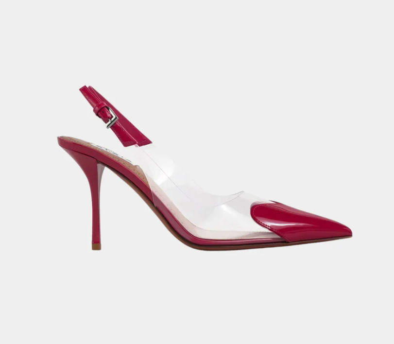 Alaïa Le Coeur Slingbacks In Patent Lambskin Raspberry