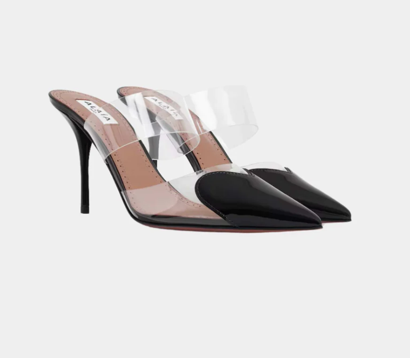 Alaïa Le Coeur Mules In Patent Calfskin Black