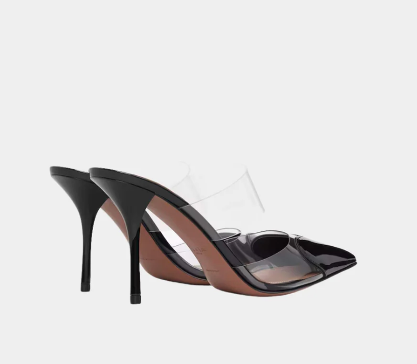 Alaïa Le Coeur Mules In Patent Calfskin Black