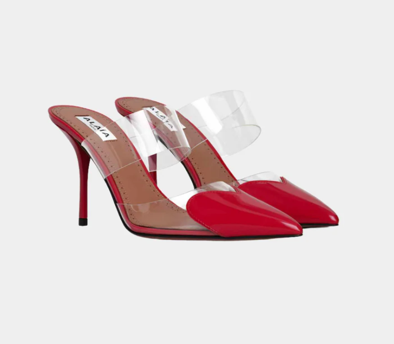 Alaïa Le Coeur Mules In Patent Calfskin Lacquer Red