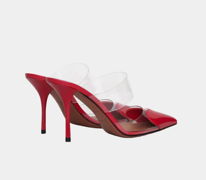 Alaïa Le Coeur Mules In Patent Calfskin Lacquer Red