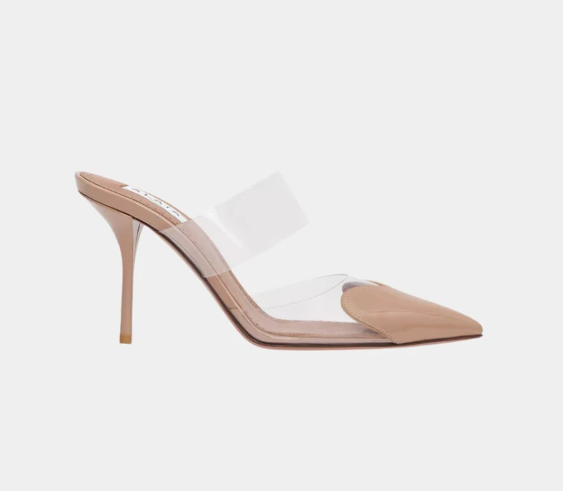Alaïa Le Coeur Mules In Patent Calfskin Beige