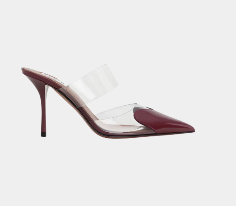 Alaïa Le Coeur Mules In Patent Calfskin Red
