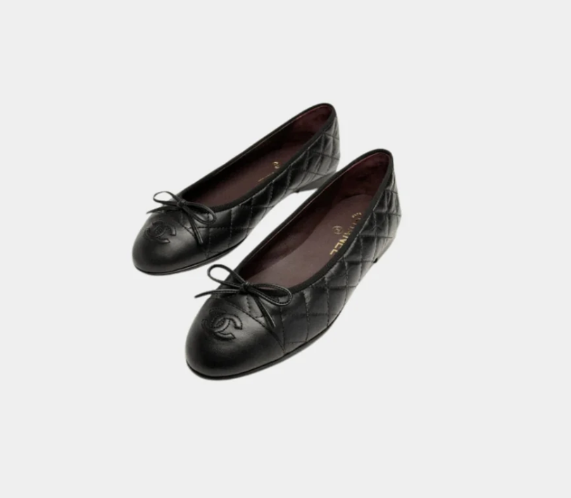 Chanel Ballet Flats in Aged Calfskin Black