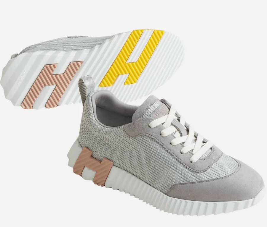 Hermès Bouncing Sneakers Technical Mesh & Suede Grey Rose Gold