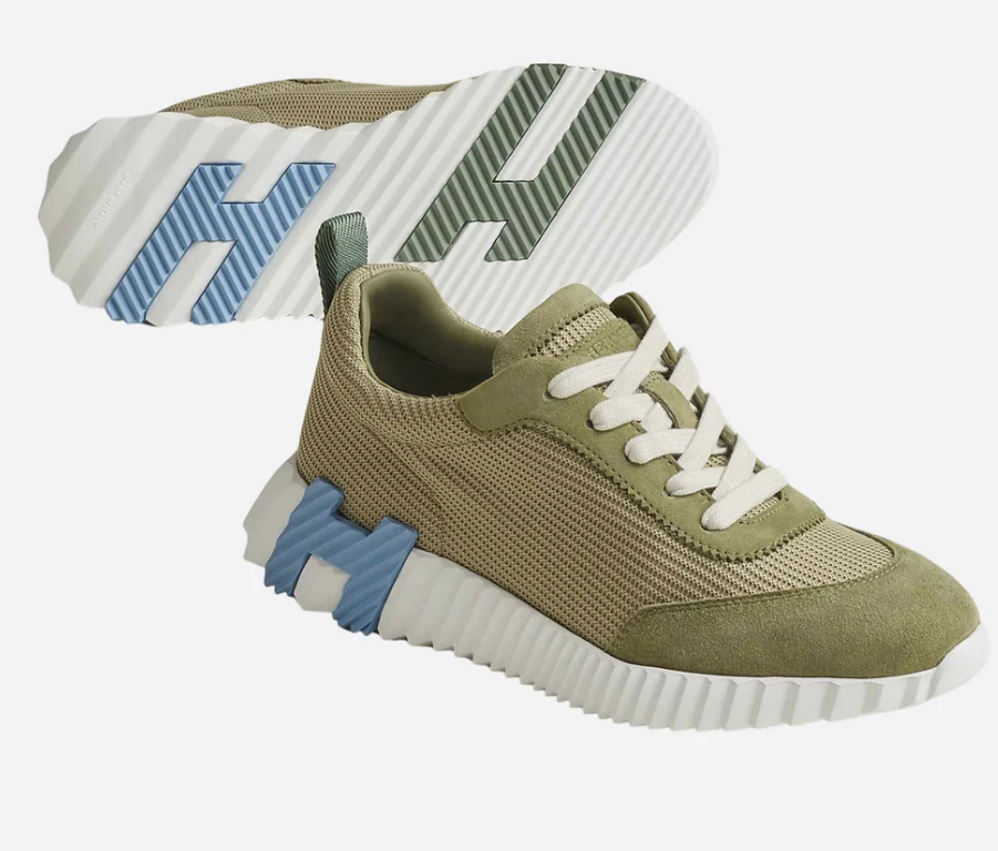 Hermès Bouncing Sneakers Technical Mesh & Suede Vert Celadon
