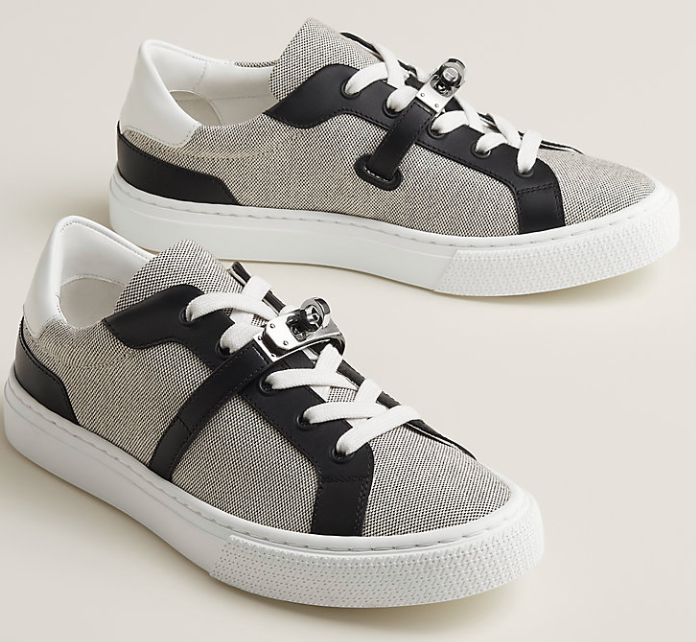 Hermès Day Sneaker Canvas & Calfskin Palladium Kelly Buckle