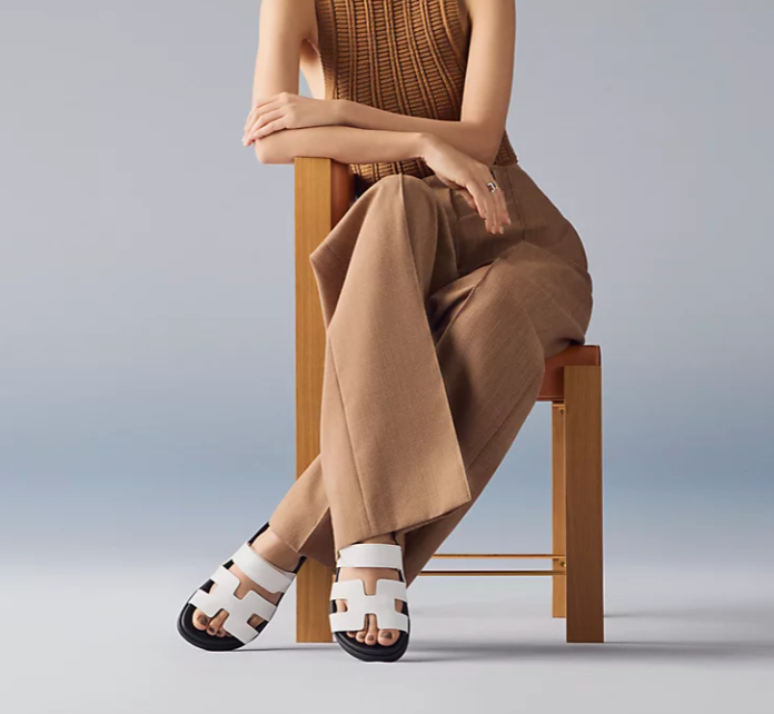 Hermès Chypre Sandal Calfskin Blanc