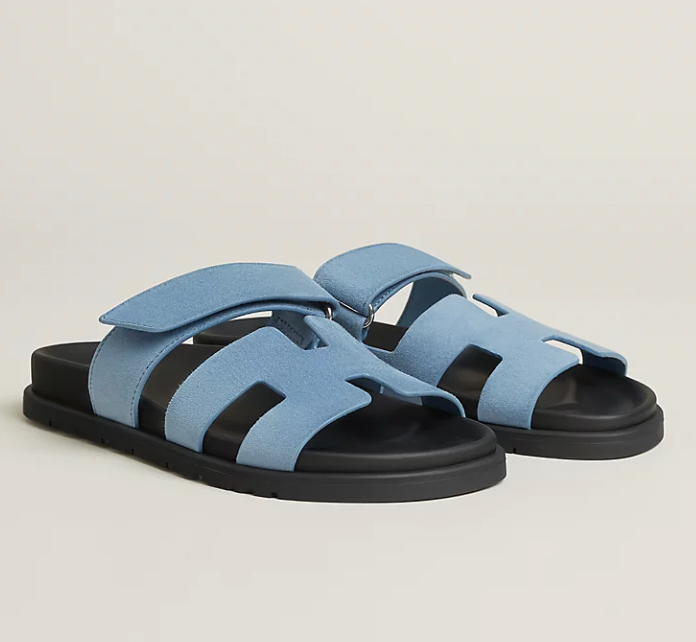 Hermès Chypre Sandal Suede Goatskin Bleu Jean