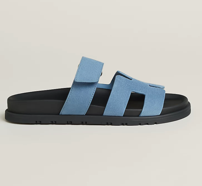 Hermès Chypre Sandal Suede Goatskin Bleu Jean