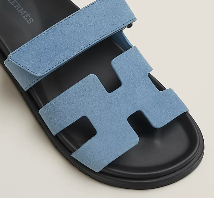 Hermès Chypre Sandal Suede Goatskin Bleu Jean