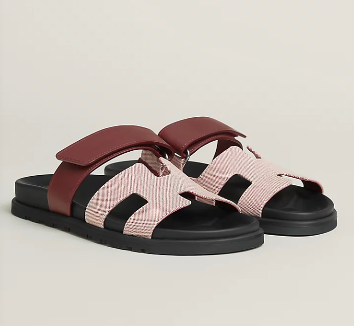 Hermès Chypre Sandal Canvas & Calfskin Rouge H