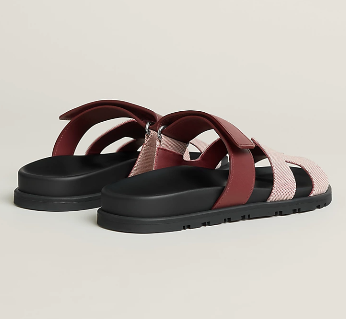 Hermès Chypre Sandal Canvas & Calfskin Rouge H