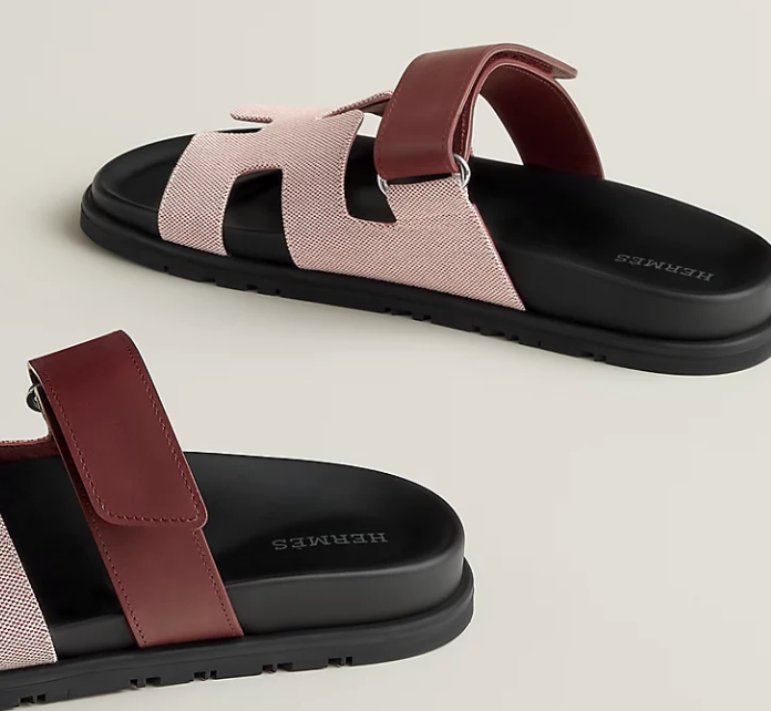 Hermès Chypre Sandal Canvas & Calfskin Rouge H