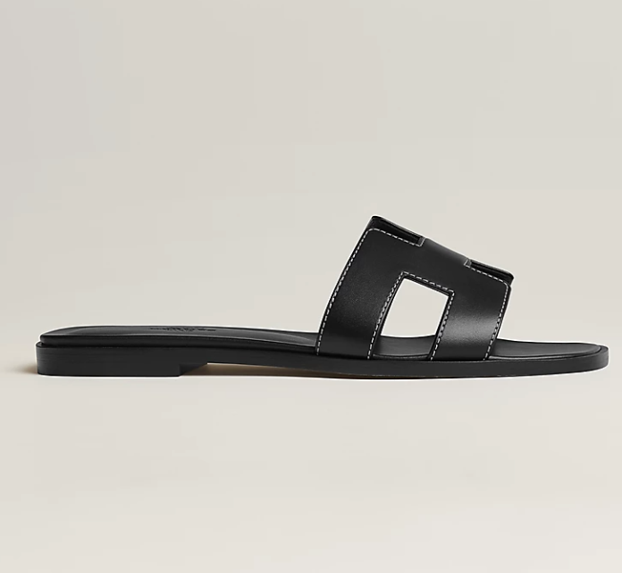 Hermès Oran Sandal Box Calfskin Noir