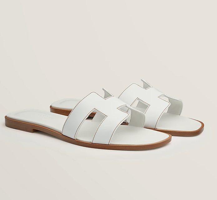 Hermès Oran Sandal Box Calfskin Blanc