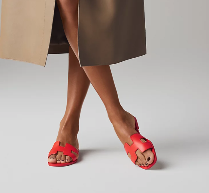 Hermès Oran Sandal Box Calfskin Rouge Grenadine