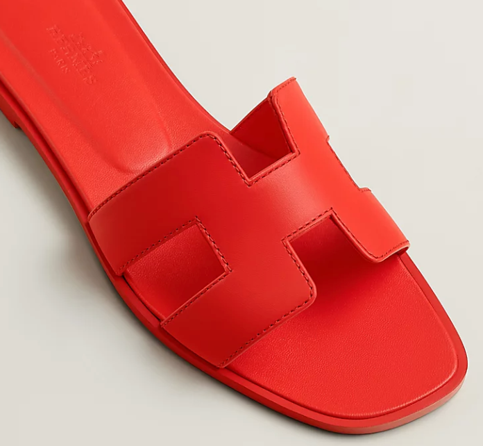 Hermès Oran Sandal Box Calfskin Rouge Grenadine